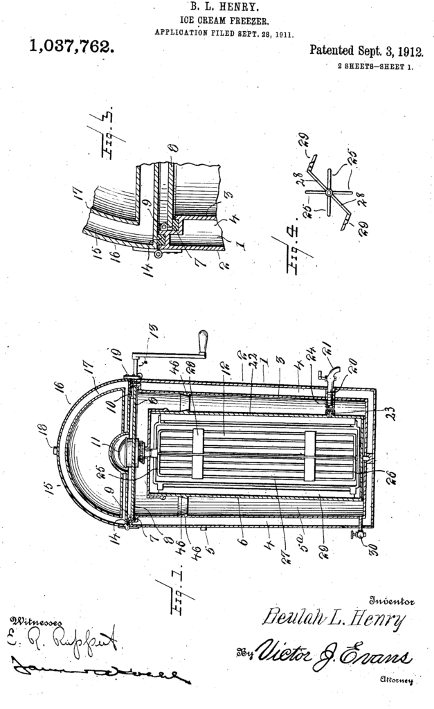 Figura de la patente de Beulah L. Henry